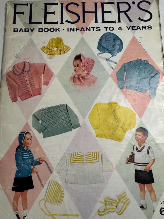 none - Fleisher's Baby Book infants to 4 years 1957 book with knitting patterns for babies