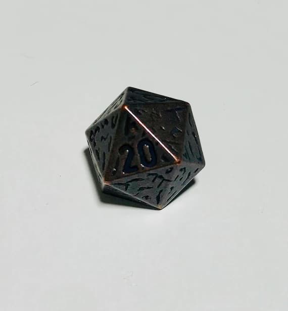 copper none - DND 20 Sided Die Dice Copper Metal Button - Dill Buttons (Set of 2)