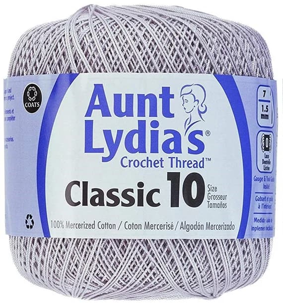 silver none - Coats Aunt Lydia's Crochet Cotton Thread Classic Size 10; Silver (154-435) 350 Yards