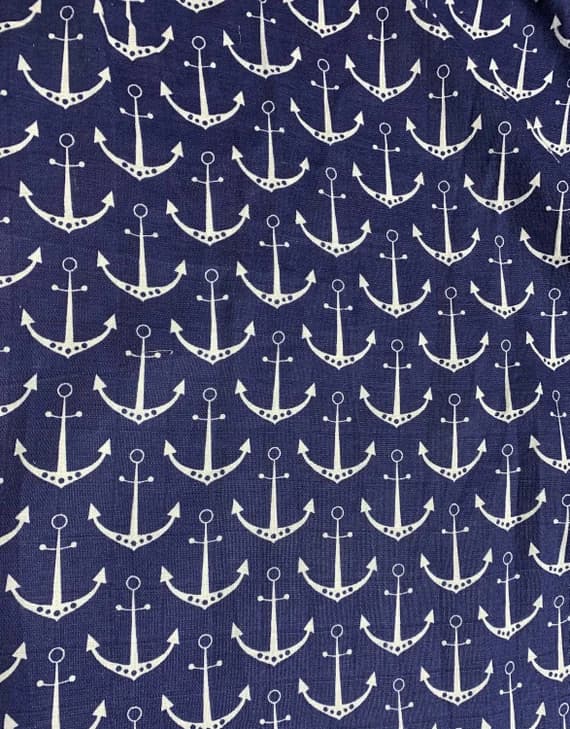 cobalt cotton fabric - Cobalt Anchors - Shannon Embrace - Cotton Double Gauze Fabric