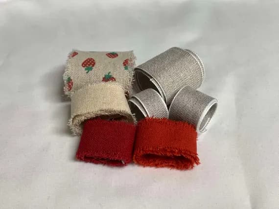 none - French LINEN Ribbon Remnant Scrap Bag (7 Pieces) Made in France