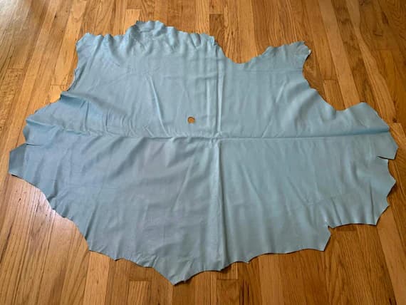 blue leather - POWDER BLUE Lambskin Leather Whole Hide 8 Square Feet