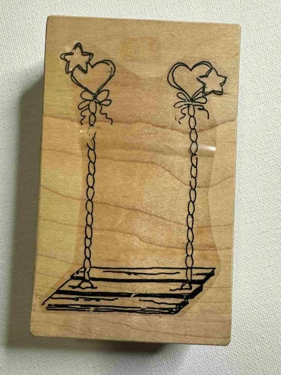 none - 2.5"x4" Heart Swing Wood Mounted Rubber Stamp. By Rocky Mountain Rubber Stamps