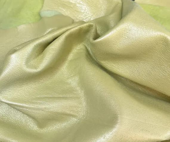 green leather - Metallic Pearl LIGHT GREEN Lambskin Leather Whole Hide 7 Square Feet
