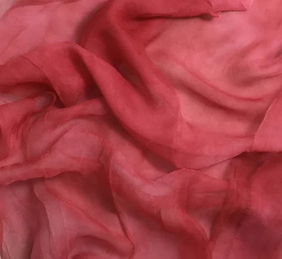 red chiffon fabric - Hand Dyed CHERRY RED - Silk Gauze Chiffon Fabric