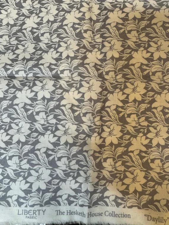 gray cotton fabric - fat 1/4 18"x22" Day Lily Gray The Hesketh House Collection - Liberty of London Cotton Fabric