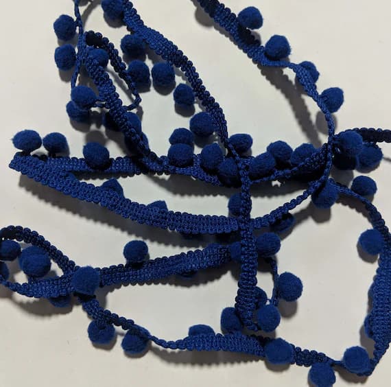 navy none - NAVY BLUE French Pom Pom Trim (3/4" wide)