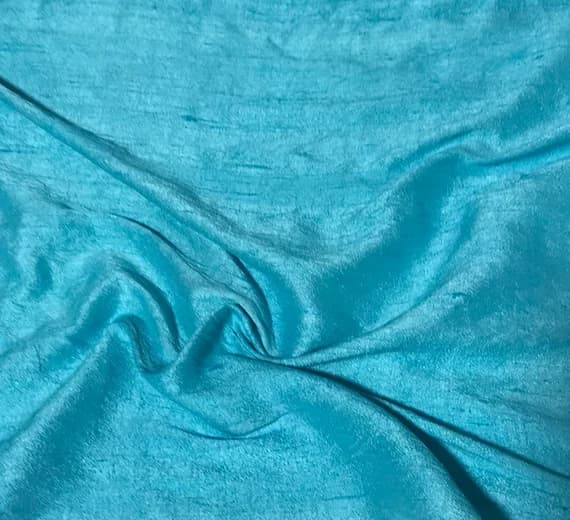 aqua dupioni fabric - Hand Dyed Aqua - Silk Dupioni Fabric