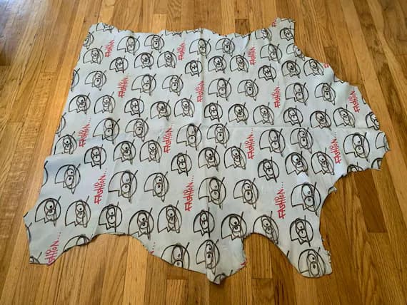 leather - Fashion Graffiti Lambskin Leather Whole Hide 9 Square Feet