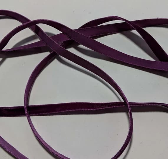 purple none - French VELVET Ribbon EGGPLANT PURPLE by the yard 3/8 inch