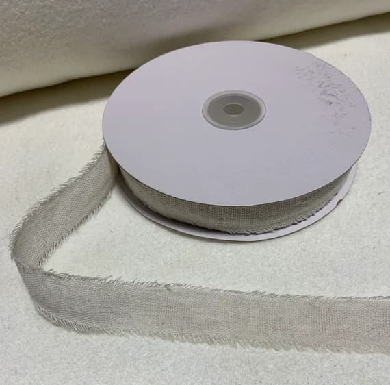 white none - White Linen/Cotton Frayed Edge Ribbon Trim Made in France 1"