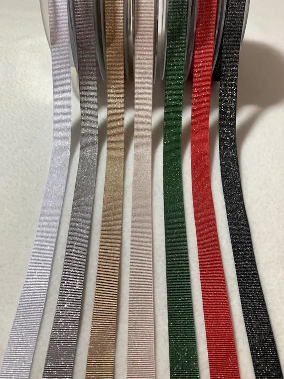 none - Metallic Grosgrain Ribbon Trim Made in France 5/8" wide (7 Colors to choose from)