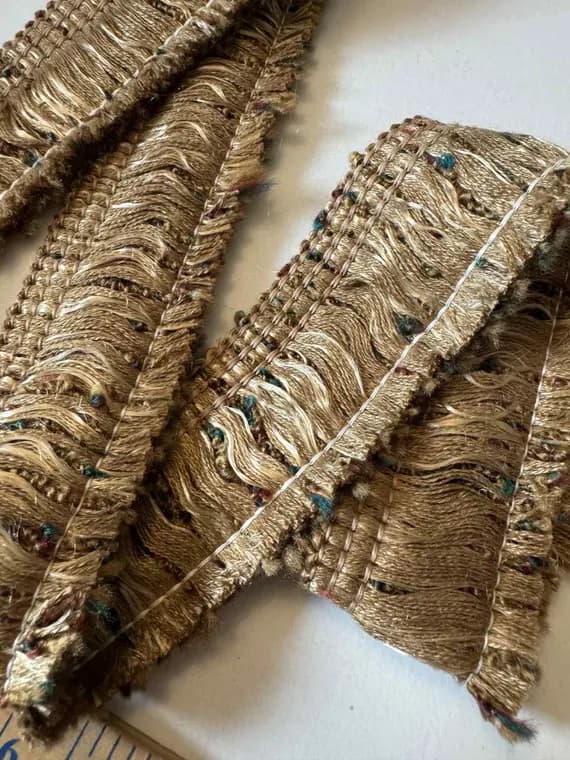 none - Vintage Tassel Fringe Caramel with Boucle 1-5/8" wide x 2 Yard increments