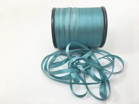 teal none - Hand Dyed Teal Blue #58 Pure Silk Embroidery Ribbon 4mm 1/8" wide Japan -3 yards-