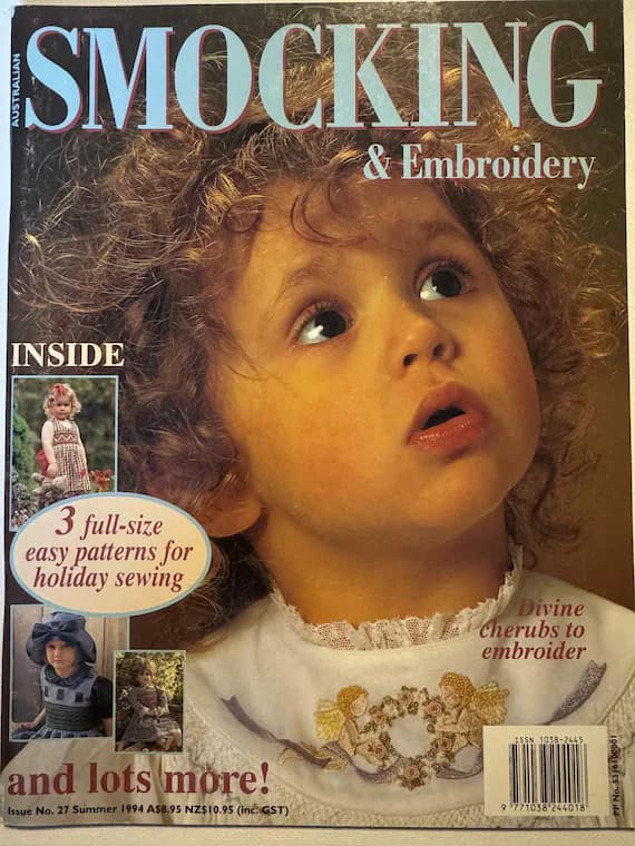 none - 1994 Smocking & Embroidery Magazine Issue No.27; 3 full size patterns for holiday sewing and more