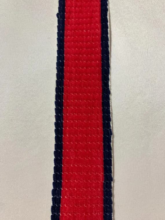 navy none - Vintage Navy & Red Stripe Velvet Chenille Ribbon 1-1/4" wide x 39"