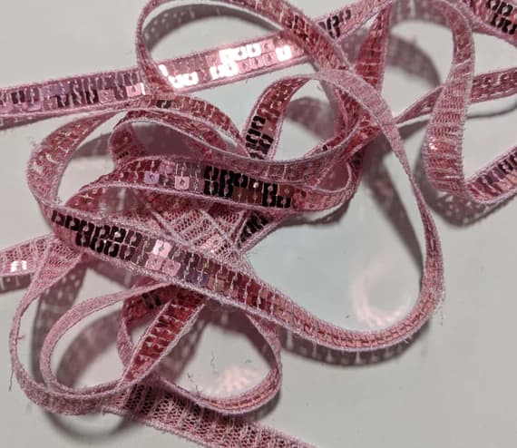 pink none - PINK French Metallic Double Row Sequin Ribbon (10mm/ 3/8" wide)