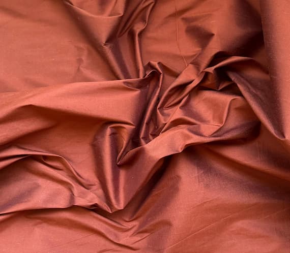 rust dupioni fabric - Rust Orange 100% Silk DUPIONI Fabric