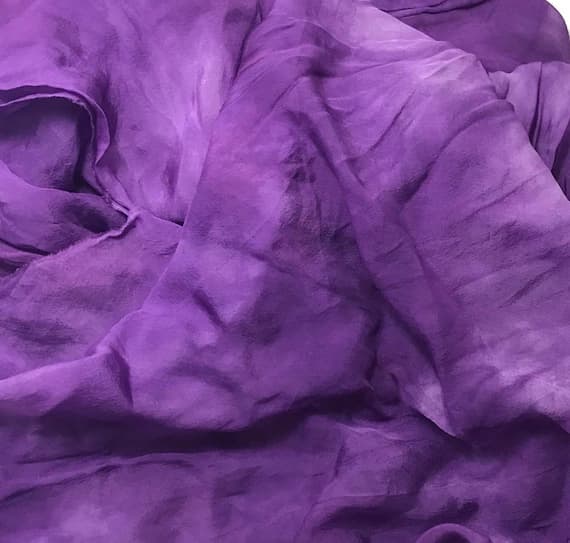 purple chiffon fabric - Hand Dyed PURPLE Soft Silk Organza Fabric - 54" wide