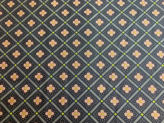 charcoal cotton fabric - 1/2 yard increments Manor Tile Charcoal The Summer House Collection - Liberty of London Cotton Fabric