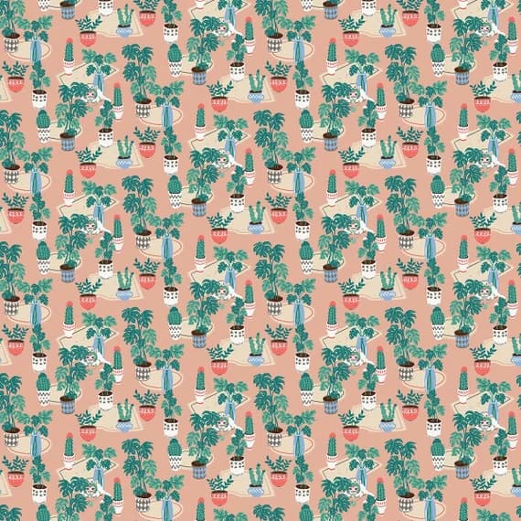 leather - Hats for Cats - Plants/Hide Cats - Paintbrush Studio Cotton Fabric