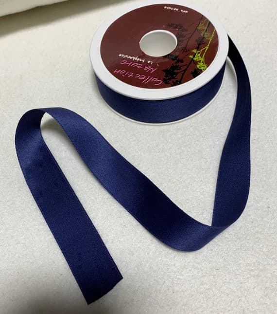 navy none - Navy Blue Satin 100% COTTON Ribbon 1" wide Made in France