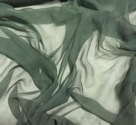 green chiffon fabric - Hand Dyed MOSS GREEN - Silk Gauze Chiffon Fabric