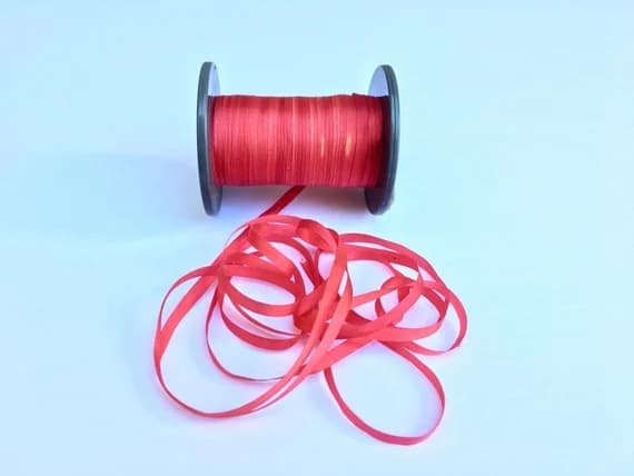 red none - Hand Dyed Sunset Red Orange #39 Pure Silk Embroidery Ribbon 4mm 1/8" wide Japan -3 yards-