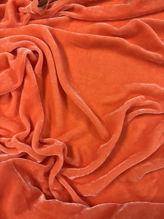 salmon velvet fabric - SALMON Hand Dyed Silk Velvet Fabric