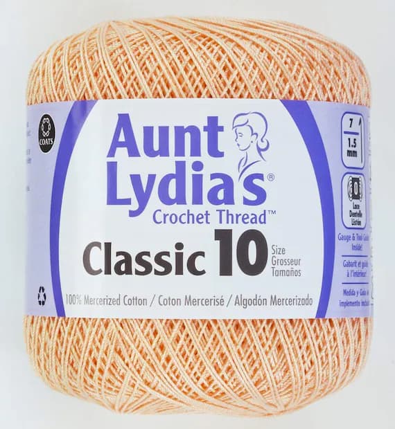 peach none - Coats Aunt Lydia's Crochet Cotton Thread Classic Size 10; Light Peach (154-424) 350 Yards