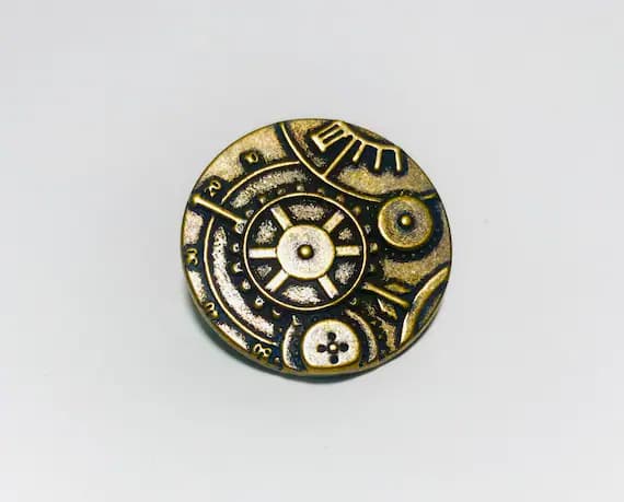 none - set of 2 Brass Steampunk Gears Metal Button - 30mm / 1 3/8 inch - Dill Buttons Brand