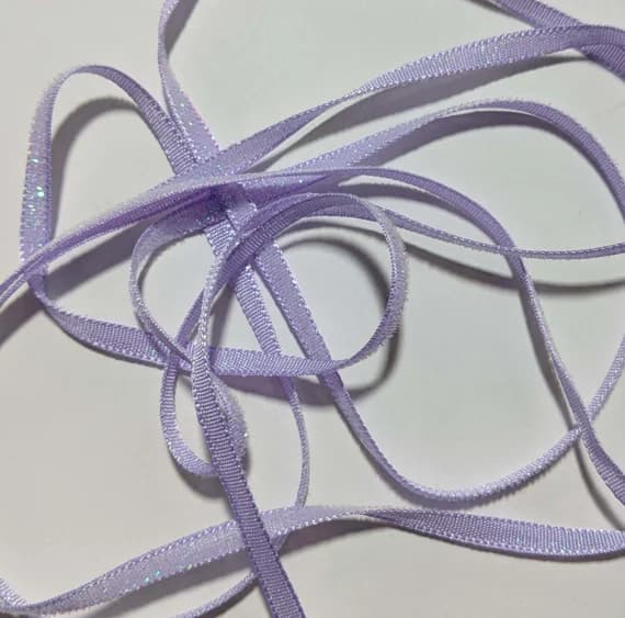 lavender none - French VELVET Ribbon Lurex Metallic IRIDESCENT LAVENDER 2 yards x 5mm 1/4 inch
