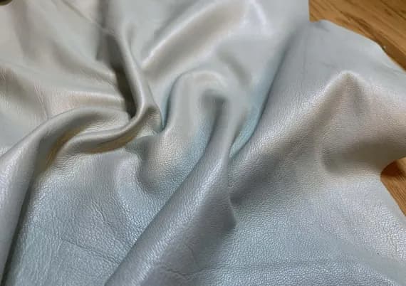 blue leather - Metallic Pale Blue - Lambskin Leather - 8 Square Feet