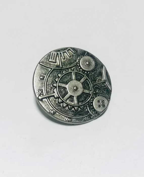silver none - Silver Steampunk Gears Metal Button - 30mm / 1 3/8 inch - Dill Buttons Brand (Set of 2)