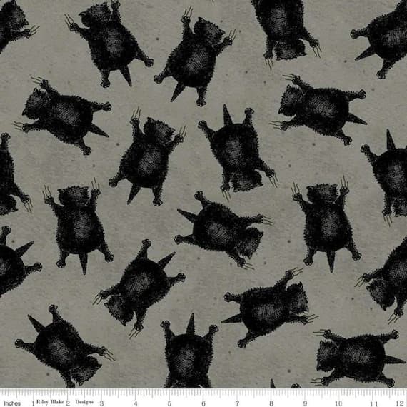 gray cotton fabric - Scaredy Cats Toss Gray - Goose Tales - by J. Wecker Frisch for Riley Blake Fabrics 100% Cotton Fabric