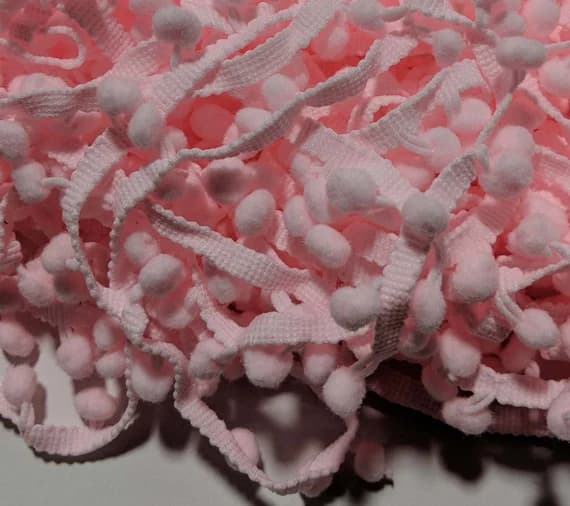 pink none - BABY PINK Pom Pom Trim (3/4" wide) 3 yards