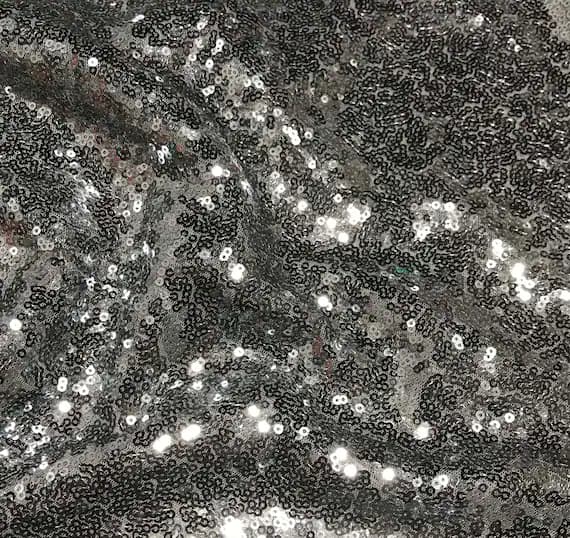 sequin - Pewter - Sequin Spangle Sewn on Mesh Fabric