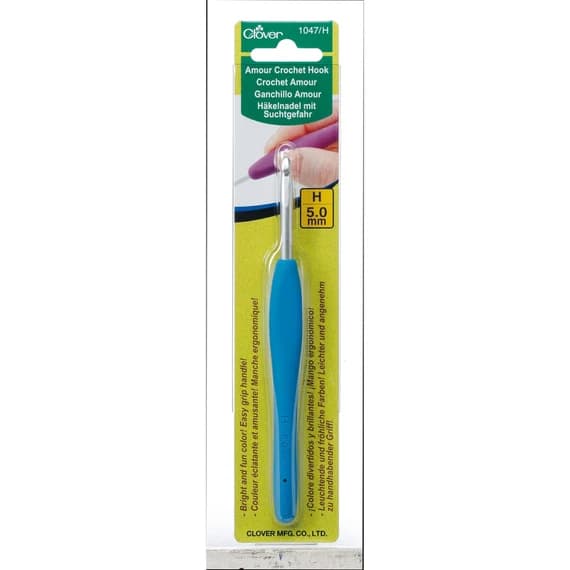 blue none - Clover 1047/H Deep Blue Amour Crochet Hook; Size H; 5.0mm