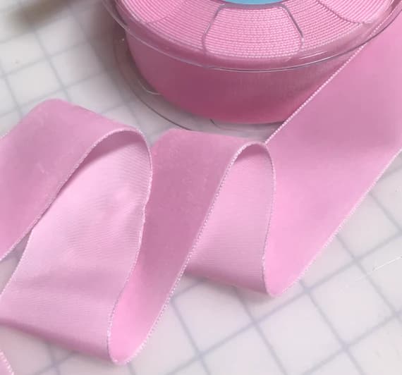pink none - French VELVET Ribbon BABY PINK by the yard (2" wide)
