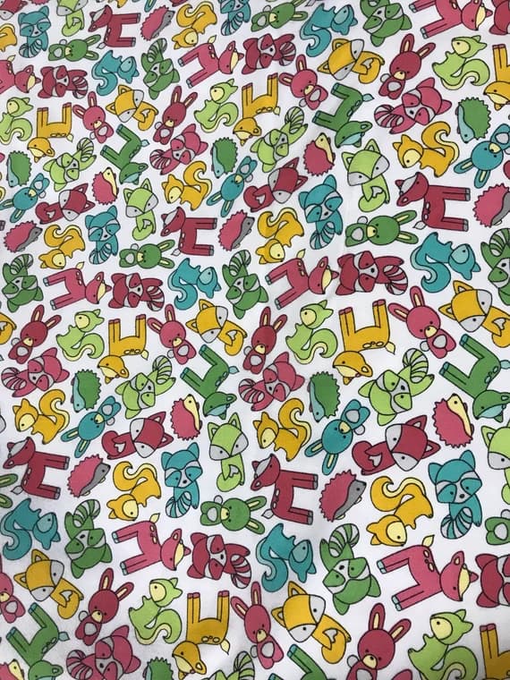 pink cotton fabric - Babe in the Woods - Packed Baby Animals Pink 100% Cotton Flannel Fabric