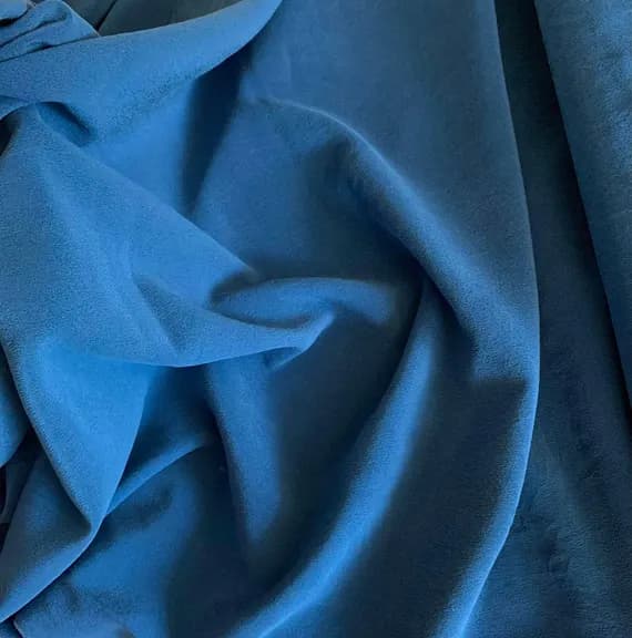 blue crepe fabric - Dark Blue - 16mm Sandwashed Silk Crepe de Chine Fabric