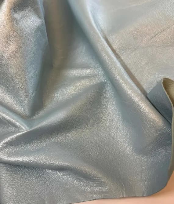 blue leather - Metallic Pearl Blue - Lambskin Leather - 7 Square Feet