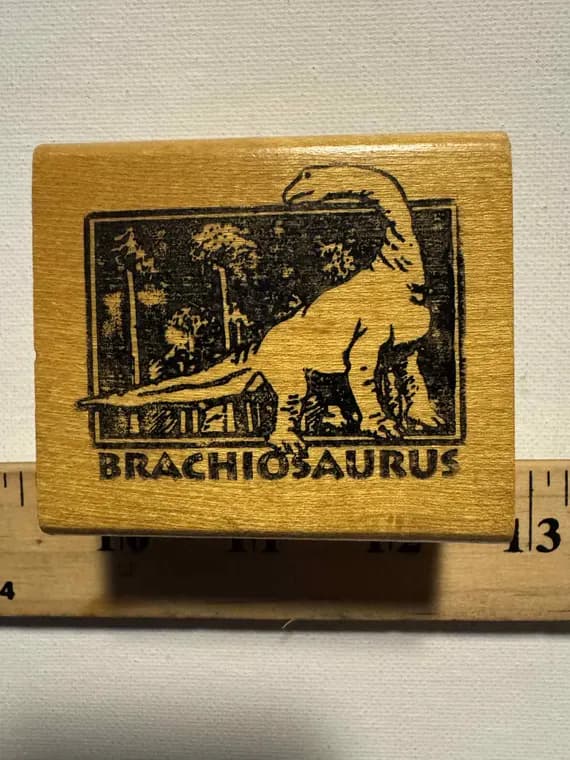fabric - 2.5" X 2.25" Brachiosaurus Dinosaur vintage Wood Mounted rubber stamp by: Fearless Design