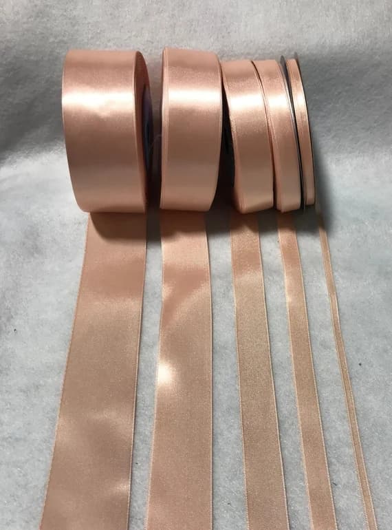 peach none - Light Peach Double Sided Satin Ribbon - Made in France (7 Widths to choose from)