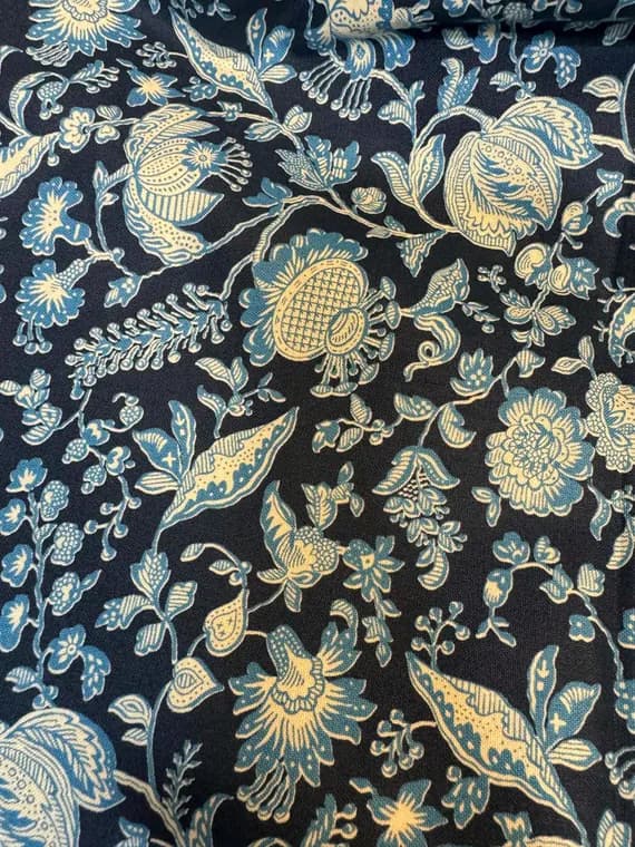 navy cotton fabric - Victoria Floral Navy The Summer House Collection - Liberty of London Cotton Fabric