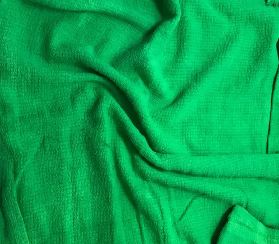 kelly noil fabric - Bright Kelly Green - Hand Dyed Raw Silk Noil Squares Weave Fabric - 44" wide
