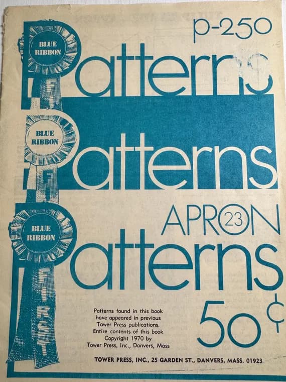 blue none - Blue Ribbon Apron Patterns book vintage p-250 23 aprons Strawberry Apron!