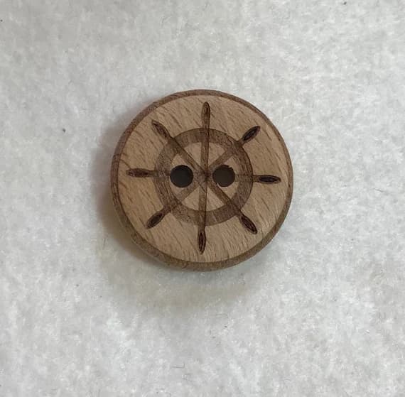 none - Nautical Ship Wheel Wood Button - Dill Buttons Brand (3 Sizes to Choose From)