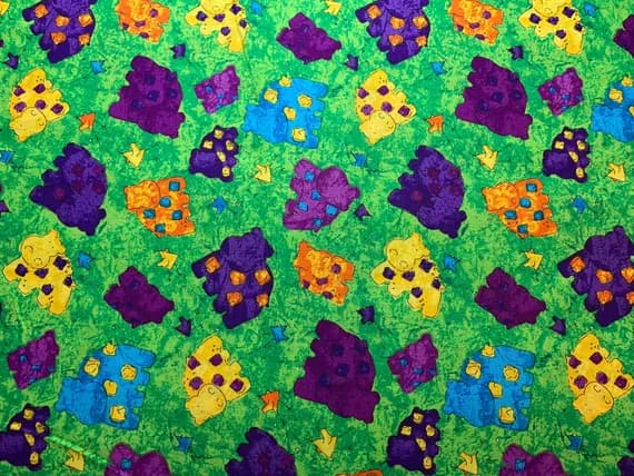 cotton fabric - Zippity Do Za Hippos Cotton Fabric Vintage 90's OOP Kid Stuff SSI