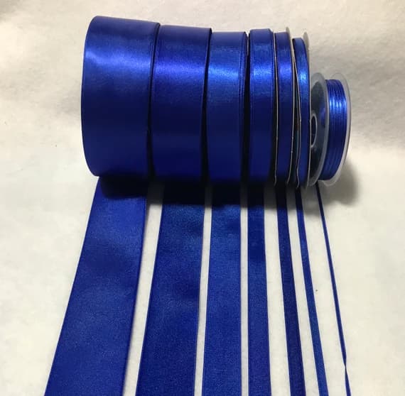 royal none - Royal Blue Double Sided Satin Ribbon - Made in France (7 Widths to choose from)